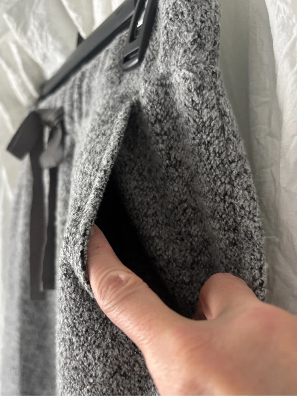 LOFT Gray Marled Knit Drawstring Mini Skirt